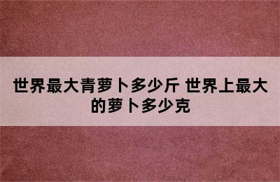 世界最大青萝卜多少斤 世界上最大的萝卜多少克
